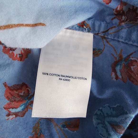 Lands End Womens 1X Floral Ombre Long Sleeve Cotton Button Down Shirt - Picture 9 of 16